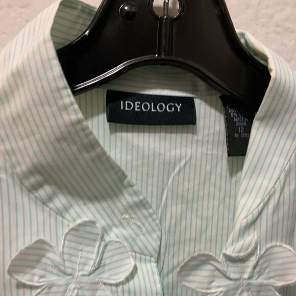ideology top 3 D flowers blue button 12 - Picture 3 of 9